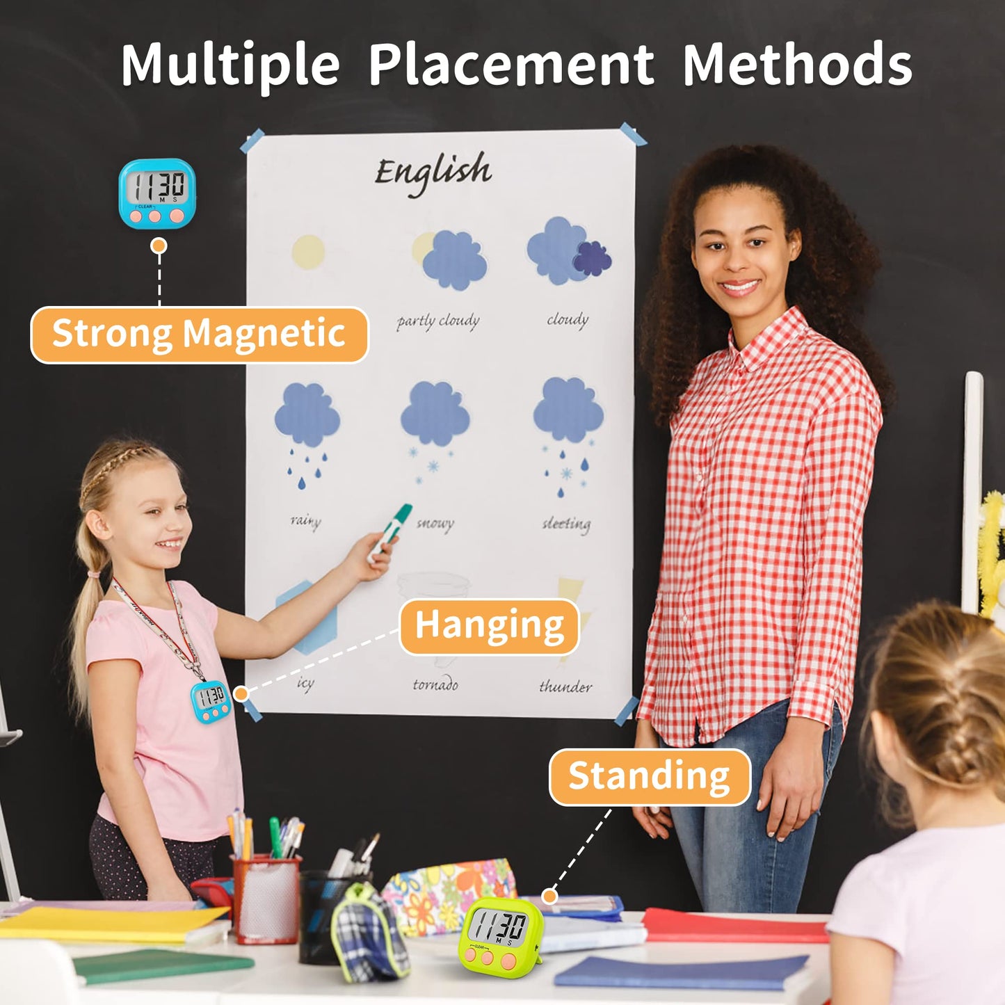 Classroom Timers for Teachers Kids Large Magnetic Digital Timer 2 pack