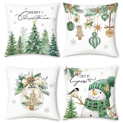 Bonhause Christmas Throw Pillow Covers 20x20 Inch Set of 4 — Winter 5+20"x20" Variation
