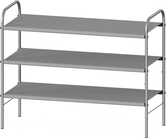 Simple Houseware 3-Tier Shoe Rack - Space-Saving Organizer for 9-16 Pairs, Sturdy Metal Frame, Grey