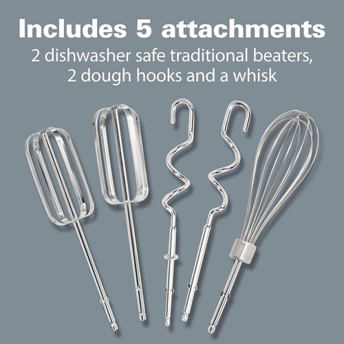 Hamilton Beach 6-Speed Electric Hand Mixer - Whisk, Beaters & Dough Hooks - Red, 275 Watts