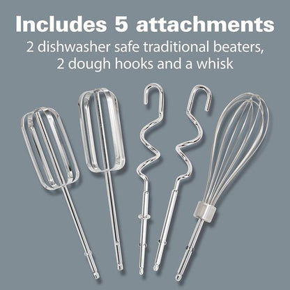 Hamilton Beach 6-Speed Electric Hand Mixer - Whisk, Beaters & Dough Hooks - Red, 275 Watts
