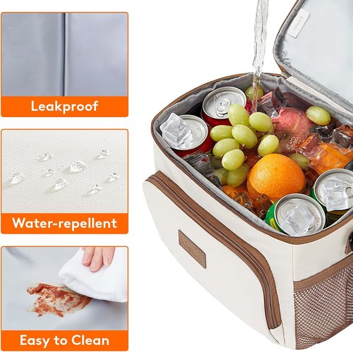 Lifewit Insulated Lunch Bag - Portable Leakproof Cooler with Adjustable Strap | 9L Capacity, Cream
