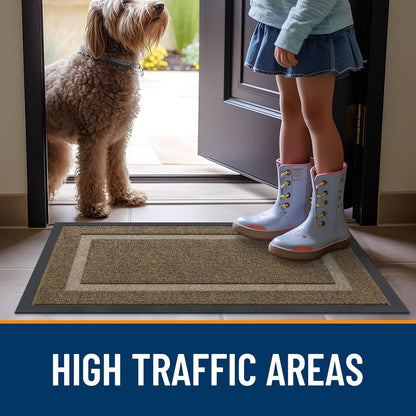 OLANLY Waterproof Front Door Mat - All-Season, Sturdy Natural Rubber, Easy Clean | 47x30, Brown