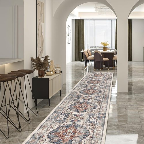 Hallway Washable Runner Rug - Vintage Soft Non-Slip Carpet for Entryway | 2'6''x14', Brick