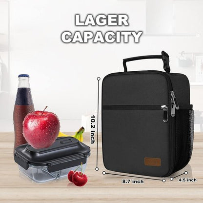 Deosk Insulated Lunch Bag - Reusable Portable Lunchbox for Men & Women | Black, Ideal for School & Work