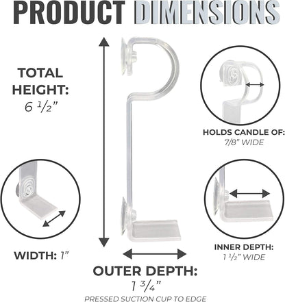 Vermont 612 Window Candle Holders - Suction Cups & L-Shaped Safety Bracket | Fits Most Battery & Electric Candles (Pack of 4)