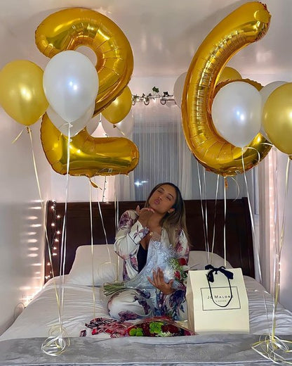 Gold Number 6 Balloon - 40 Inch Birthday Party Decoration | Elegant Gold and Black Design
