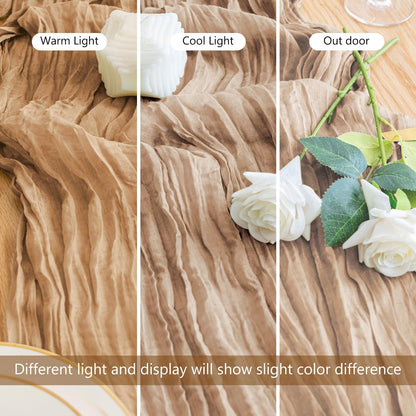 Skiennix Table Runner - 10FT Nude Boho Gauze Cheesecloth for Rustic Wedding & Party Decor