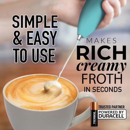 Zulay Kitchen Milk Frother Handheld Electric Whisk with AA Duracell Batteries – Durable Drink Mixer for Coffee, Lattes, Cappuccinos & More - Aurora