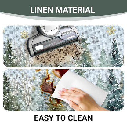 Winter Forest Reindeer Kitchen Rugs Set of 2 - Winter Woodland Variation