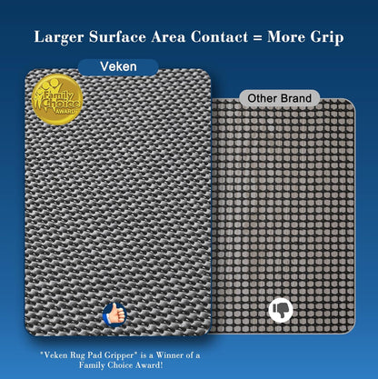 Veken Rug Pad Gripper - Non-Slip 2x6 Ft Thick Dark Grey Mat for Hardwood & Tile Floors