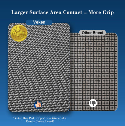 Veken Rug Gripper Pad for Hardwood Floors, Non Slip 2x4 Ft Rug Pads for Area Rugs, Thick Dark Grey Rug Grippers for Tile Floors, Under Carpet Anti Skid Mat, Keep Your Rugs Safe and in Place