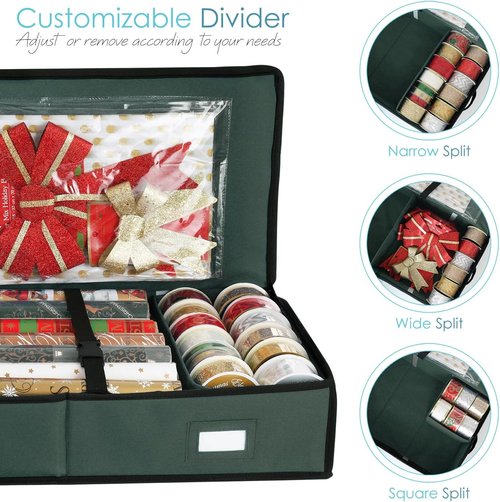 Hearth & Harbor Wrapping Paper Storage Container - Tear-Proof Christmas Bag for 36 Rolls | Green