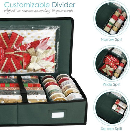 Hearth & Harbor Wrapping Paper Storage Container - Tear-Proof Christmas Bag for 36 Rolls | Green