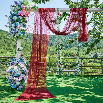 Wine Red Lace Canopy for Bedroom & Wedding Decor - 275W x 40L