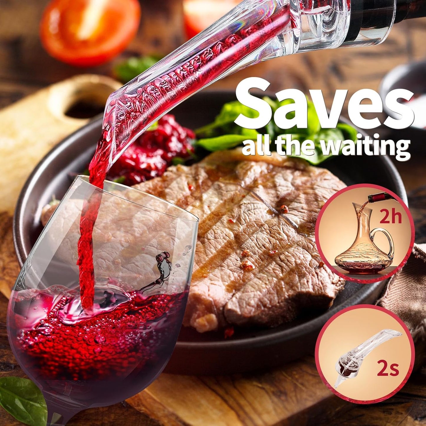 Wine Aerator Pourer Spout Rich Bubbles Decanter Spout Wine Air Aerator Improved Flavor Aerating Pourer Professional Quality Wine Pourer Aerator No-Drip Wine Accessories Gift for Wine Lover