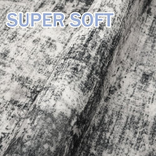 IOHOUZE Abstract Runner Rug 2x6 Ft Washable Runners for Hallways, Non Slip Kitchen Runner Printed Faux Wool Entryway Runner Indoor, Modern Abstract Floor Carpet for Hall Kitchen Bedroom, Black Gey