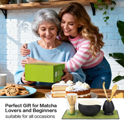 ChefBee 8PCS Matcha Whisk Set - Ceramic Matcha Tea Bowl Kit Set Includes Bowl, Whisk and Chasen Holder, Sifter, Bamboo Spoon & Scoop, Scoop Rest, Tea Towel, Christmas Macha Gift for Beginners Lovers