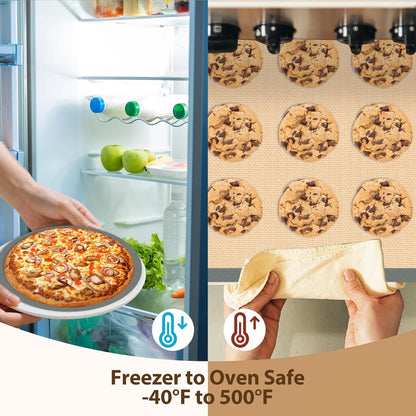 Skiennix Silicone Baking Mat Set - Nonstick Reusable Pastry & Pizza Mats | 6-Piece Baking Supplies