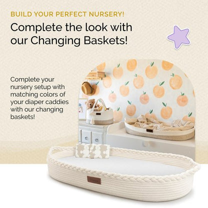 Yunioo Baby Diaper Caddy Organizer, Portable Nursery Storage Basket with Sturdy Handle Diaper Caddy Basket, Car Caddy for Diapers and Baby Wipes, Newborn Essentials