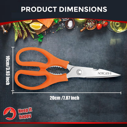 Skiennix Kitchen Shears - Multi-Function Heavy Duty Utility Scissors | Food Grade Stainless Steel, Dishwasher Safe, White