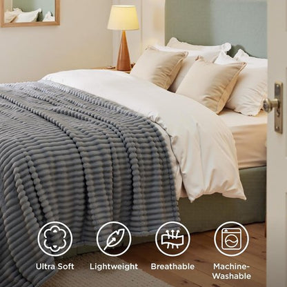 Bedsure GentleSoft Fleece Blanket - Cozy Frost Gray Throw for Couch, Perfect 60x80 Inches Size