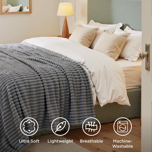 Bedsure GentleSoft Frost Gray Fleece Blanket for Couch - Cozy Soft Blankets for Women, Cute Small Throws for Girls, 50x60 Inches