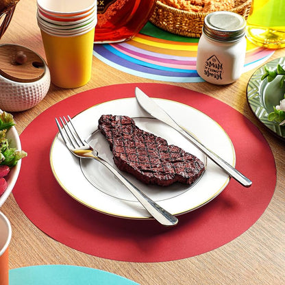 Light Red 120 Pcs Round Disposable Paper Placemats - 12 Inch Party Tableware