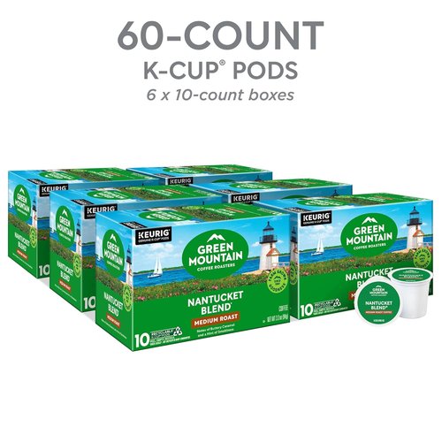 Green Mountain Coffee Roasters Nantucket Blend K-Cup Pods - Medium Roast Coffee, 60 Count (6 Packs of 10)
