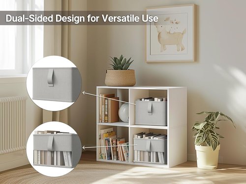 Foldable Storage Bins by [Brand Name] - Breathable Fabric Organizers with Clear Window | 3-Pack Gray, 11.5x8.75x6.5in for Closet, Toys & More
