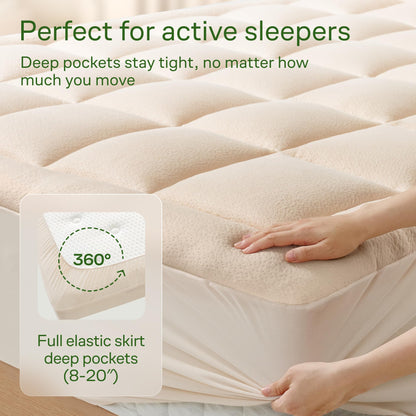 Niagara Ultra Soft California King Size Mattress Topper - Viscose Made from Bamboo Pillow Top Mattress Pad for Full Back Support - Naturally Cooling for Hot Sleepers, Beige