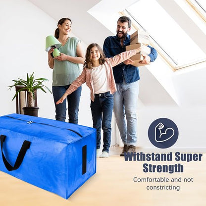 HOMESURE Large Water-Resistant Moving Bags - 12 Pack Heavy Duty Storage Totes with Zippers & Handles | Sky Blue