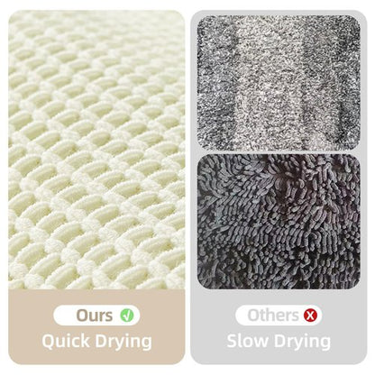TYUU Cream White Long Bathroom Rugs, Waffle Runner Rug Bathroom Non Slip Washable Super Absorbent Quick Dry Boho Farmhouse Bath Mat, 60"x24" Cream White