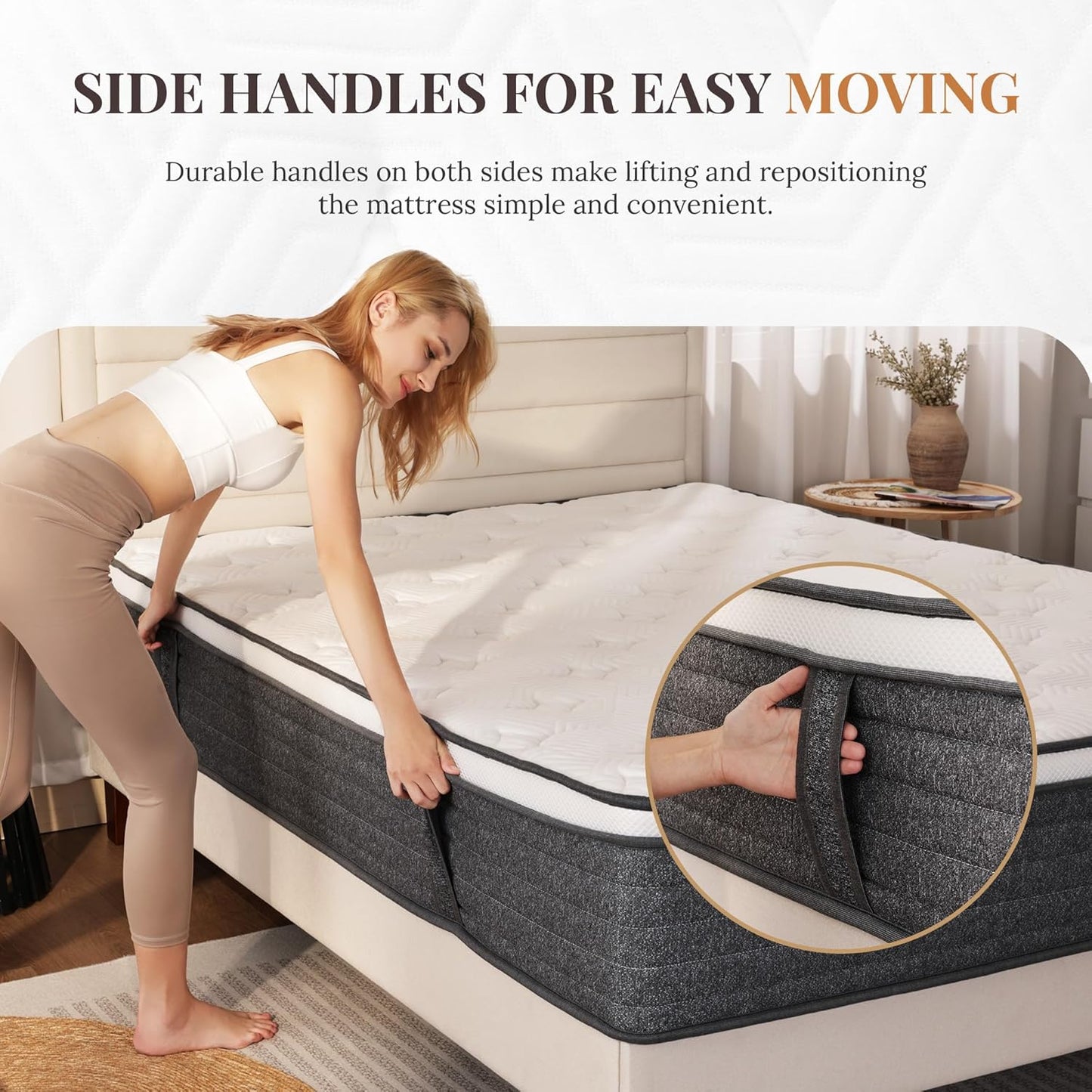 CH Charme House Twin Mattress - 10 Inch Hybrid Foam & Pocket Springs | Medium Feel, Fiberglass Free, Extra Edge Support