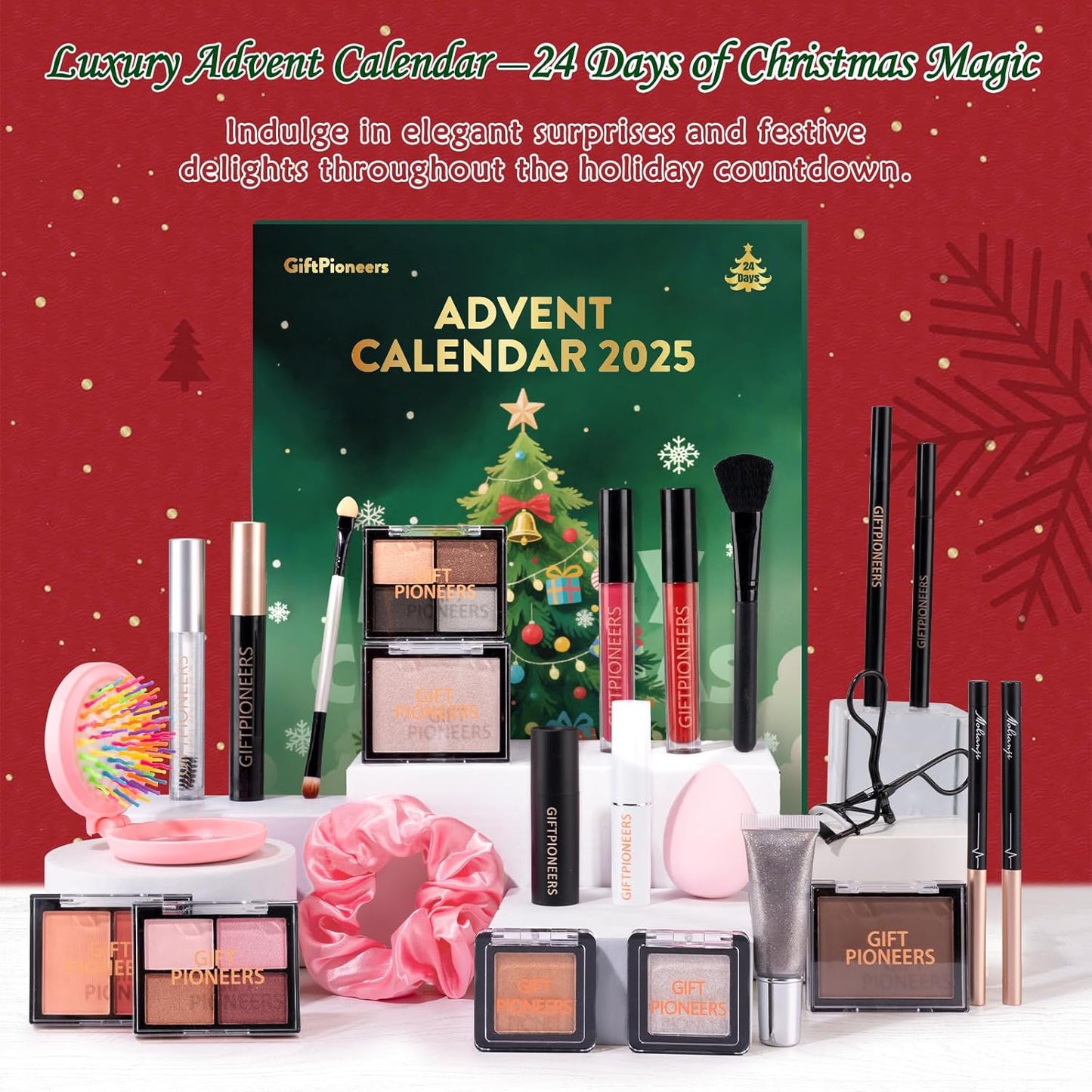 Skiennix Makeup Advent Calendar 2025 - 24-Day Christmas Beauty Countdown Set for Women & Teens