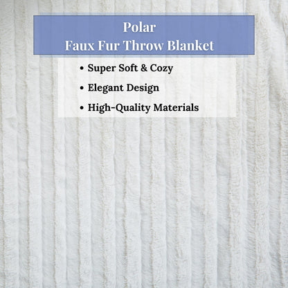 Tache White Ivory Super Soft Warm Polar Faux Fur with Sherpa Throw Blanket 63 x 87