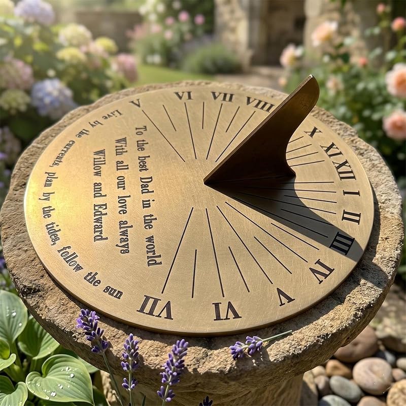 Personalised Brass Garden Sundial Clock 10 Inch – Custom Engraved Outdoor Roman Numerals