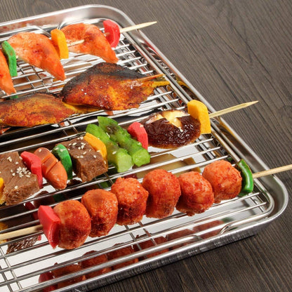 Yododo Baking Sheet Set - Stainless Steel Cookie Sheets with Cooling Racks | 4-Piece Set, 17½ Inch