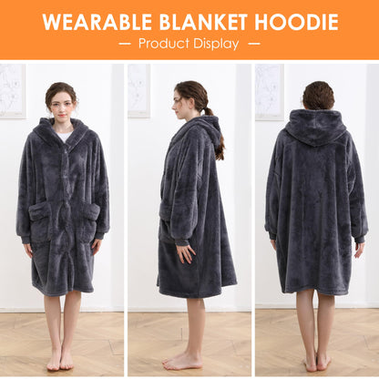 NIMOJIRO Wearable Blanket Hoodie, Fleece Sweatshirt Oversized Hoodie Blanket for Adults Women Men, Sherpa Warm and Cozy Hooded Blanket