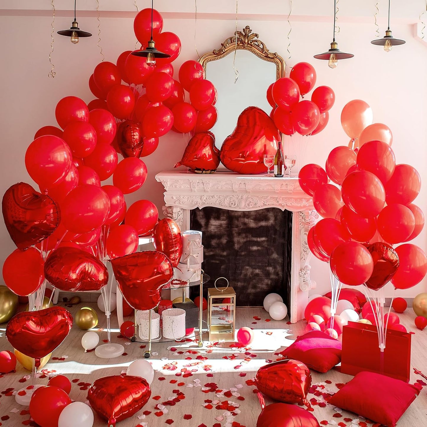 RUBFAC Premium Red Balloons - 129pcs in Various Sizes for Garland & Arch | Perfect for Weddings & Parties