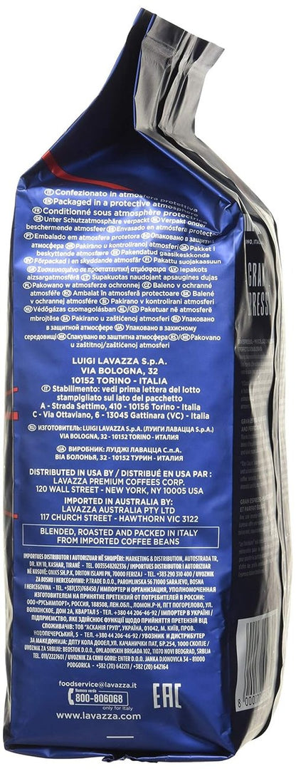 Lavazza Grand Espresso Whole Bean Coffee - Medium Roast, 2.2 lbs (Pack of 2)