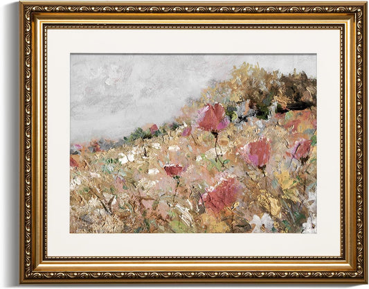 VIYYIEA Gold Framed Wall Art - Vintage Botanical Canvas Print for Rustic Home Decor | 13x16in Floral Design