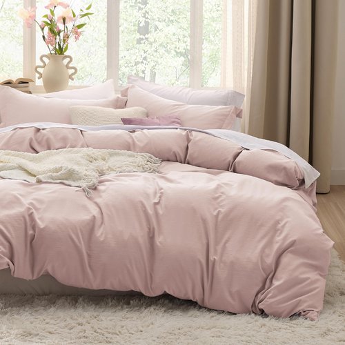 Bedsure Rose Pink Duvet Cover King Size - 3 Pieces Prewashed Extra Soft Bedding Set, Includes 1 Duvet Cover 104x90 Inches with Zipper Closure & 2 Pillow Shams, Comforter Not Included