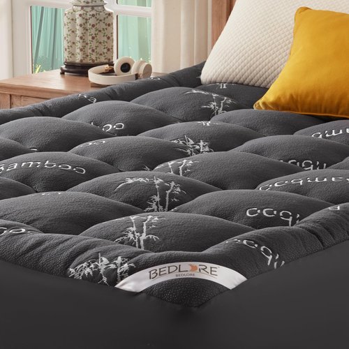 BEDLORE RV Queen Mattress Topper Viscose Derived from Bamboo,Pillow Top Mattress Pad with Stretchable Pockets for 6"-15" Mattress, Soft Breathable Mattress Topper for Back Pain Relief(Dark Gray)