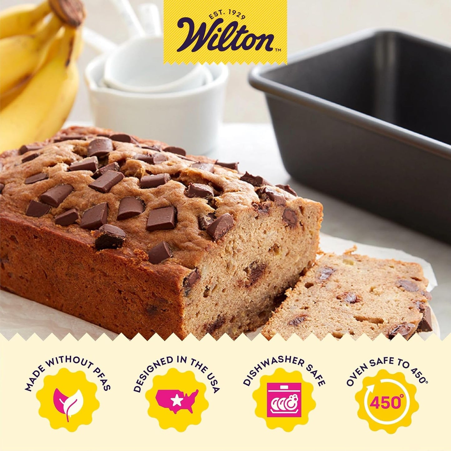 Wilton Platinum Non-Stick Loaf Pan - 9 x 5 Inch Stainless Steel Bakeware, PFAS-Free