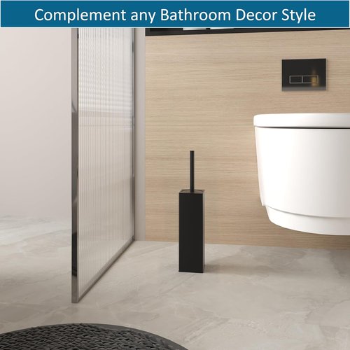 BVL Toilet Brush and Holder Set - Stylish Black Freestanding Design for Modern Bathrooms