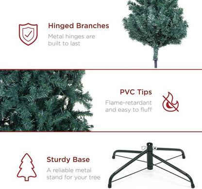 Best Choice Products 4.5ft Artificial Christmas Tree - Premium Unlit Realistic Spruce Holiday Décor | Dense Branches, Metal Base
