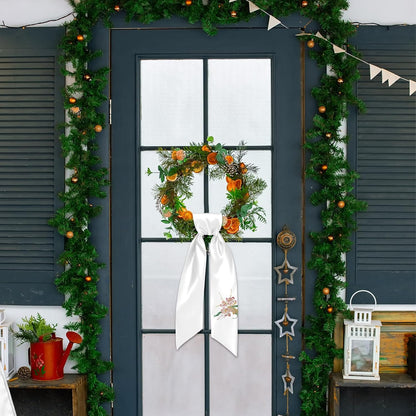 Skiennix 4Pcs White Wreath Sash - Blank Ribbon for Easter & Spring Decor | 5in x 44in
