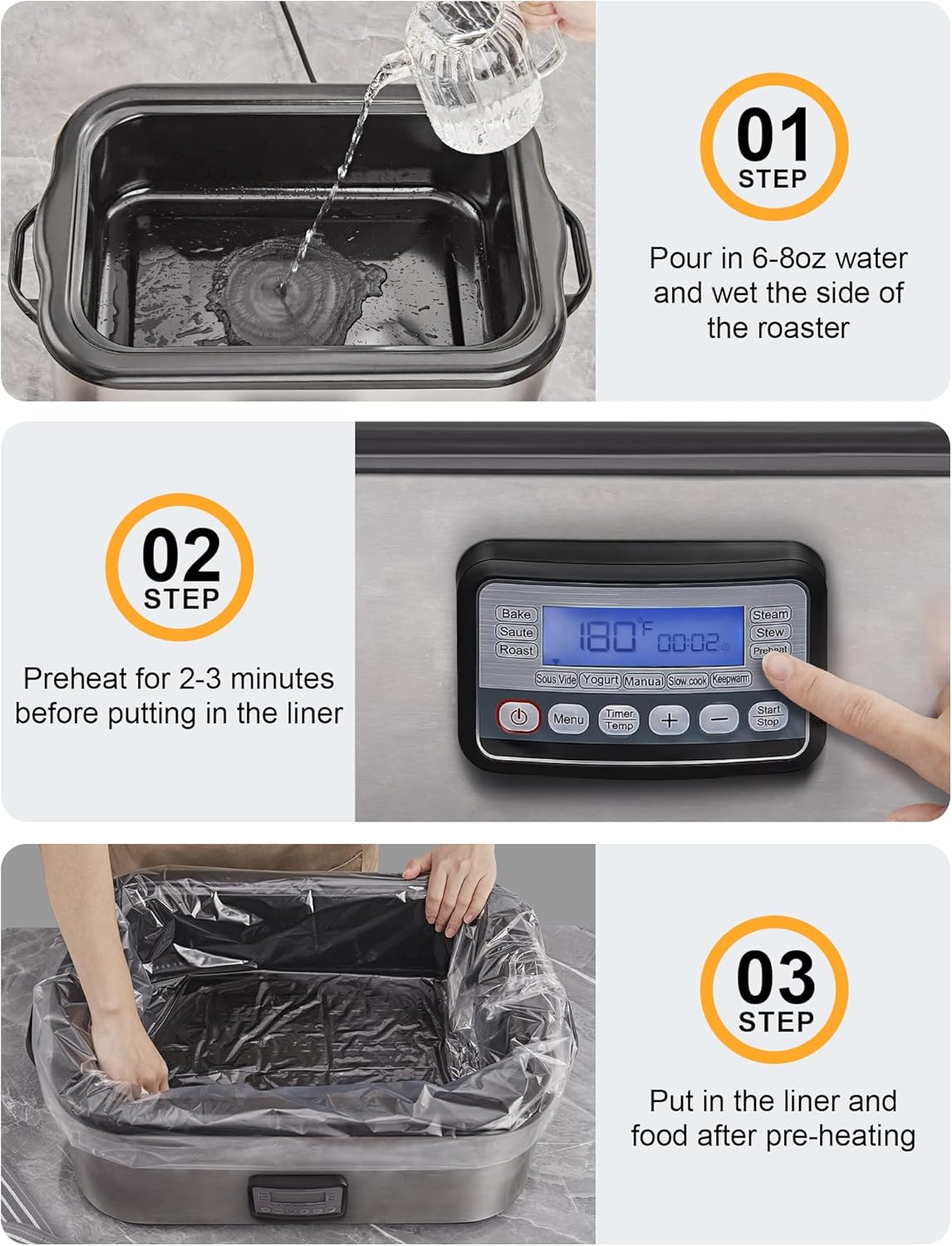 SMARTAKE Disposable Roaster Liners - 10 Count Plastic Cooking Bags for Easy Cleanup | Fits 16-22 Quart Roasters, 18 x 34 Inch