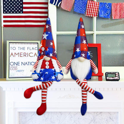 Skiennix 4th of July Gnomes | Handmade Plush Mr & Mrs Swedish Tomte Decorations for Patriotic Celebrations